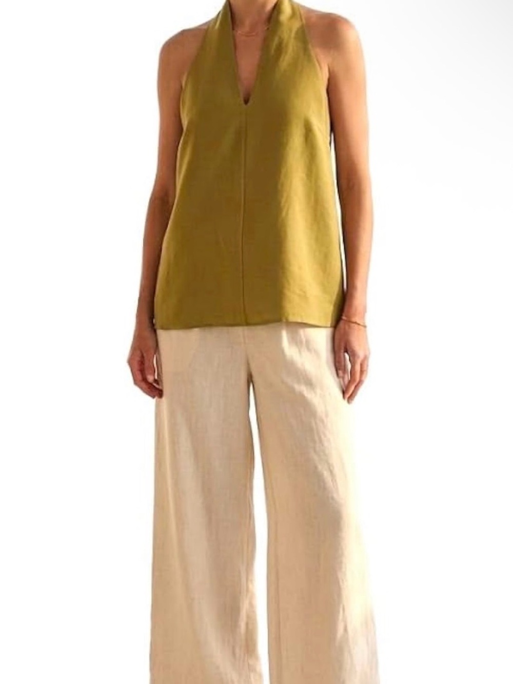 Halter Neck Draped V-Neck Backless Top